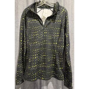 Under Armour Women 1/4 Zip Pullover Shirt Size Medium Black Yellow Thumbholes